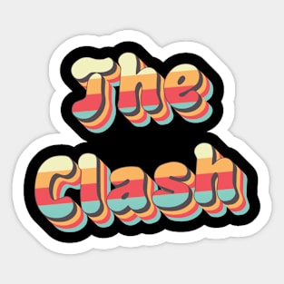 The Clash Retro Stacked Rainbow Typography Sticker